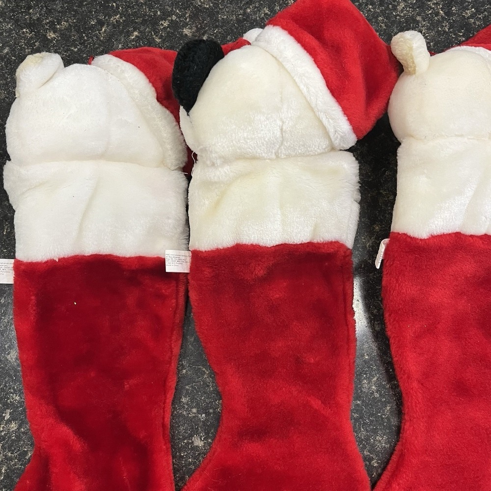 Vintage Christmas 3D Stockings 2Polar Bear 2Pandas Lot Of 4 - Picture 3 of 7